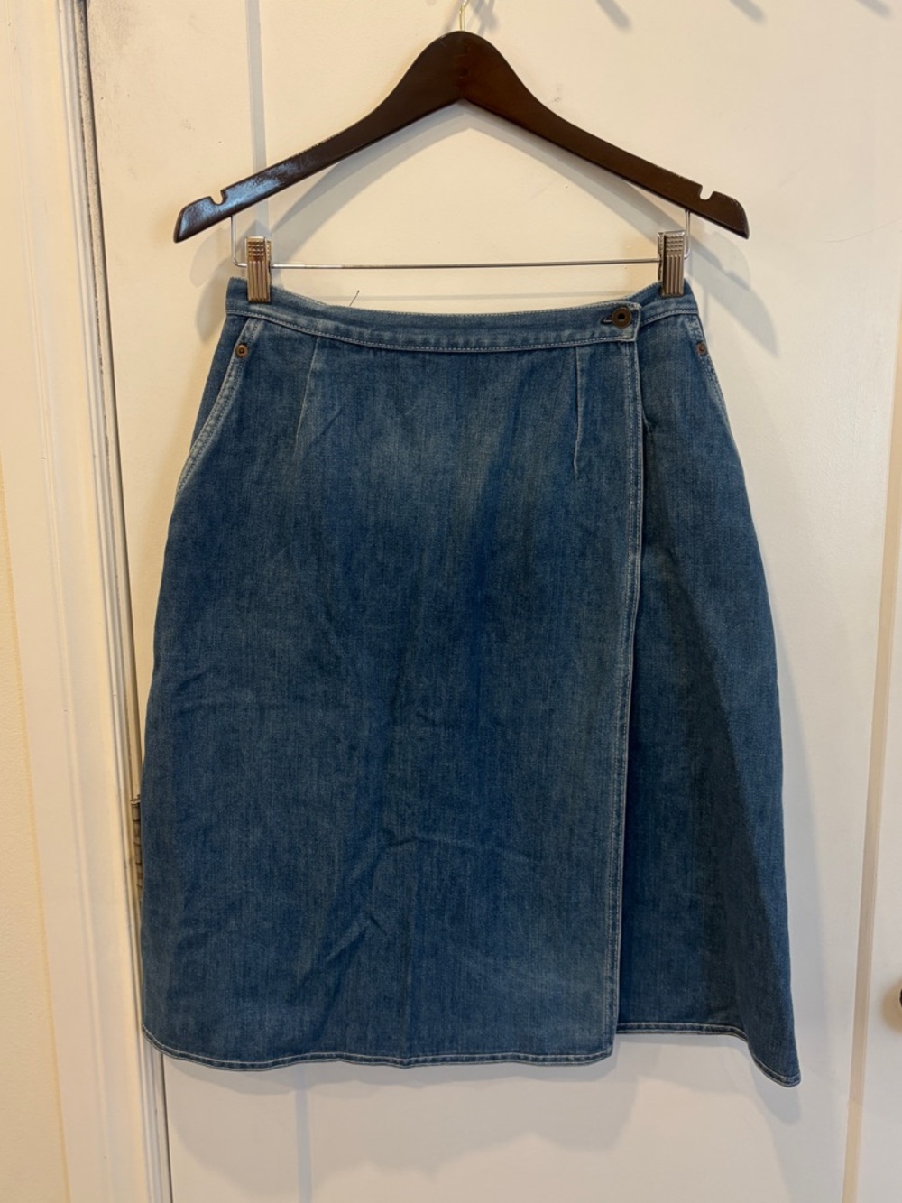 Classic Vintage 70s Blue Denim Wrap Skirt